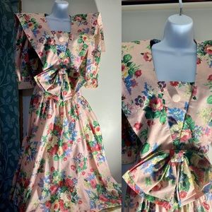 Vintage 80s Peplum Bow Dress